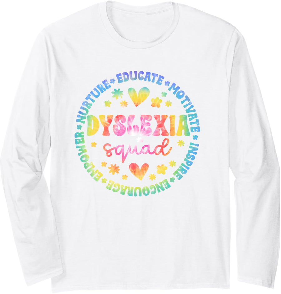 Dyslexia Squad Appreciation Dyslexia Team Dyslexia Crew Long Sleeve T-Shirt - Adult Unisex White