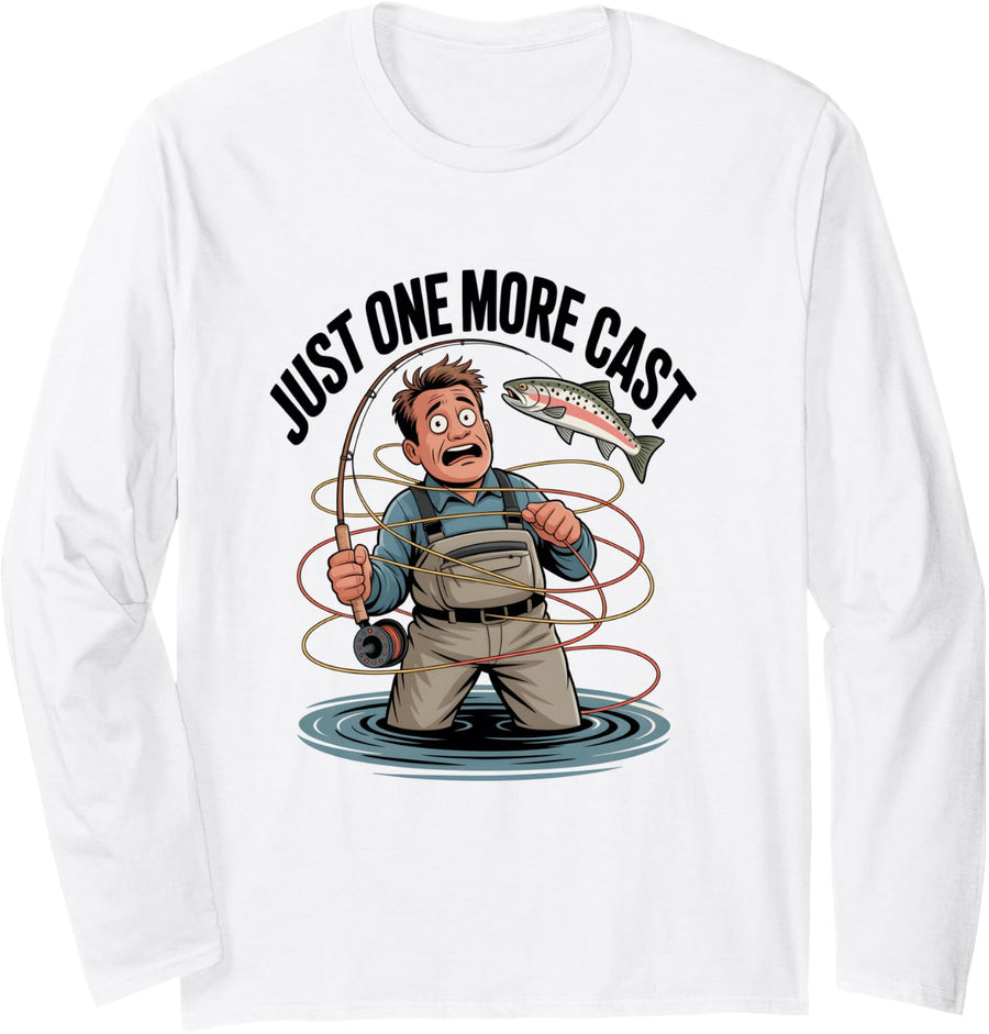 Funny Fly Fishing Joke Long Sleeve T-Shirt - Adult Unisex White