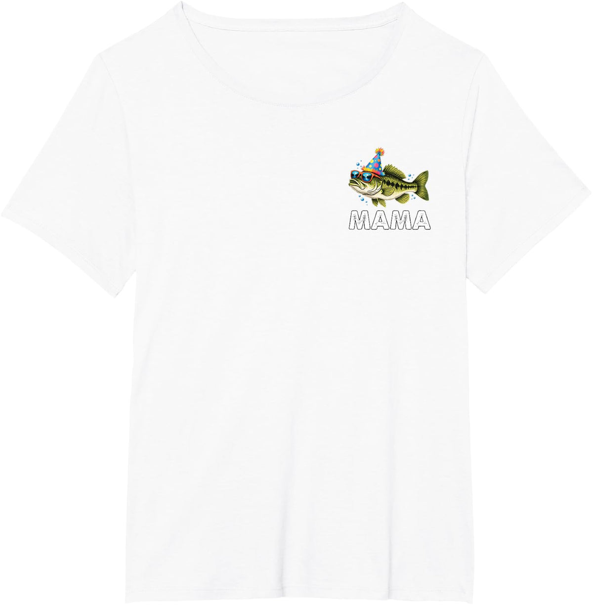 Mama Bass Birthday Freshwater Fish Party Fishing Bday T-Shirt - White
