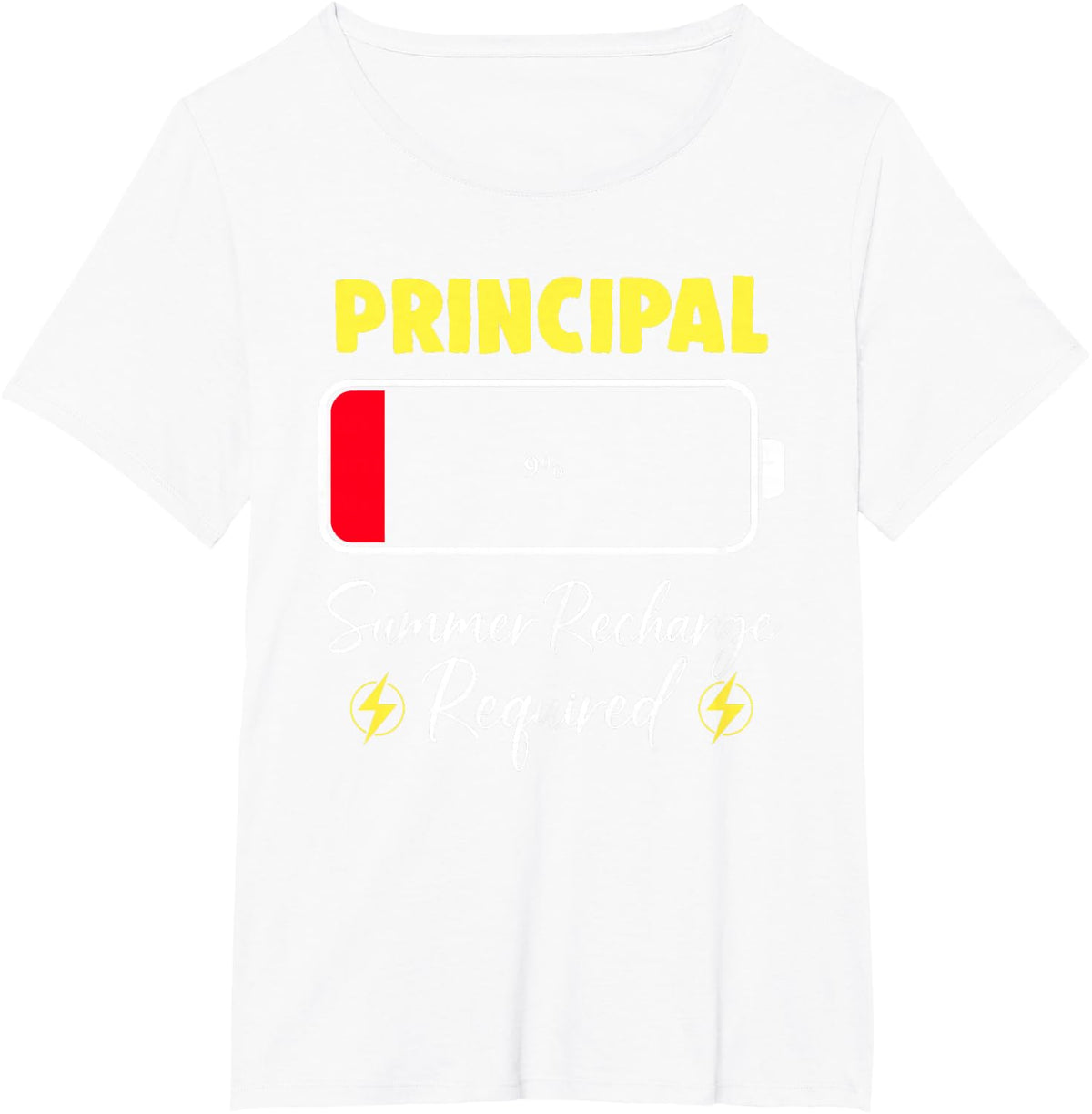 Principal Summer Recharge Required Last Day School T-Shirt - White
