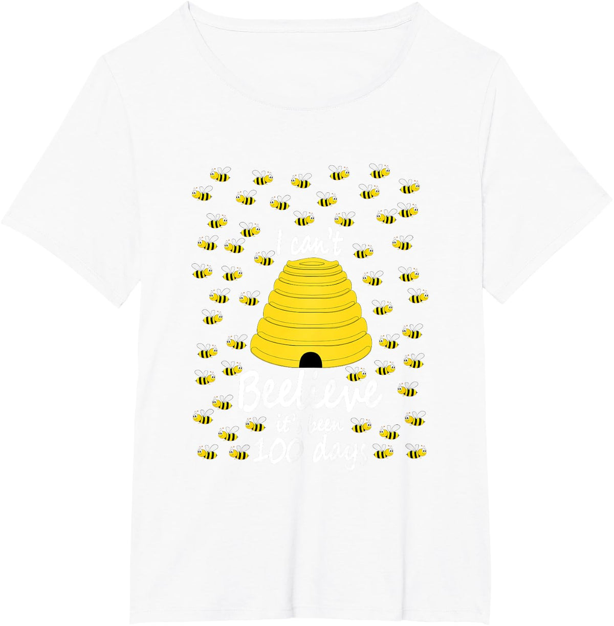 I Can't Beelieve It Is 100 Days Of School T-Shirt Tee For Boys Girls Kids Teachers - White
