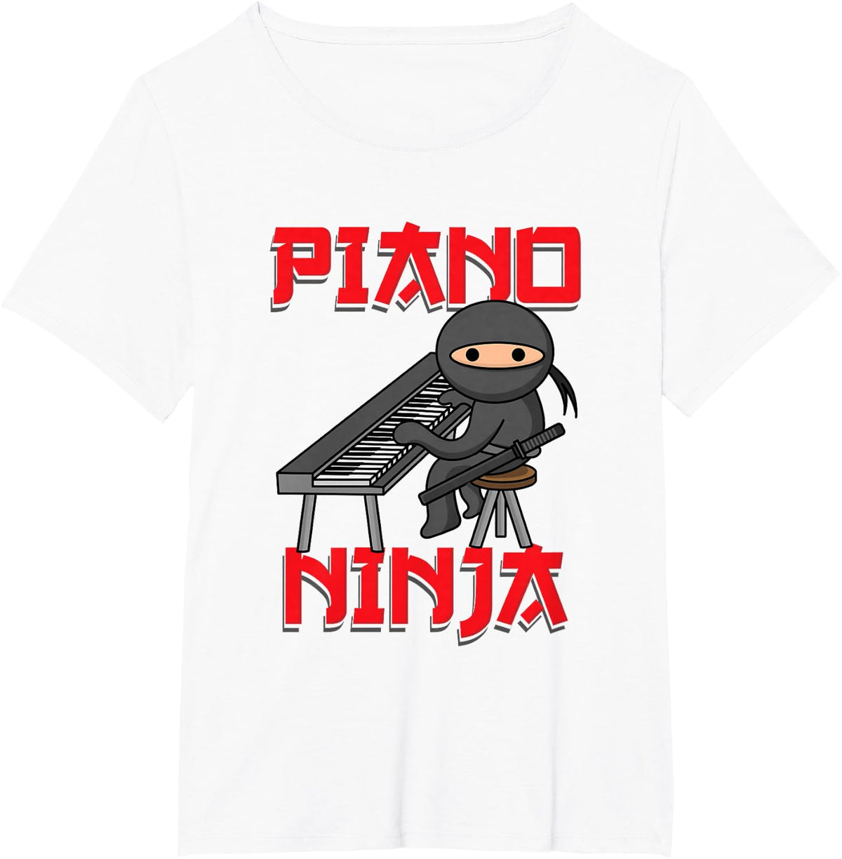 Piano Ninja Funny Keyboard Player Pianist T-Shirt Tee for Musicians Men Women Kids - White