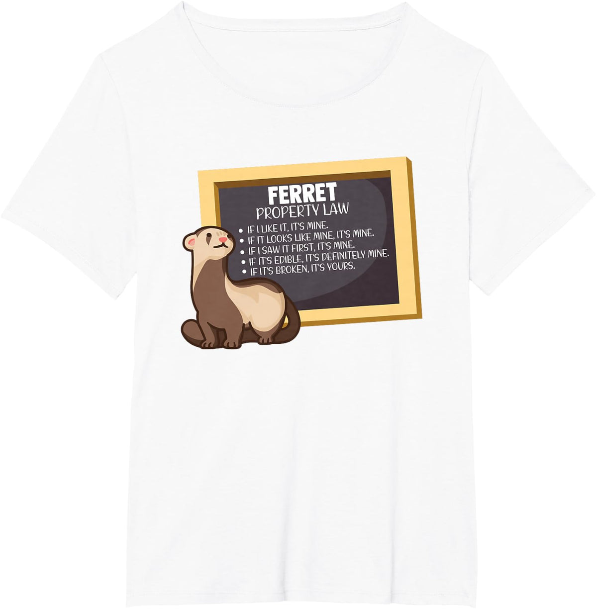 Ferret Property Laws Five Statements - Ferret Lover Funny T-Shirt - White