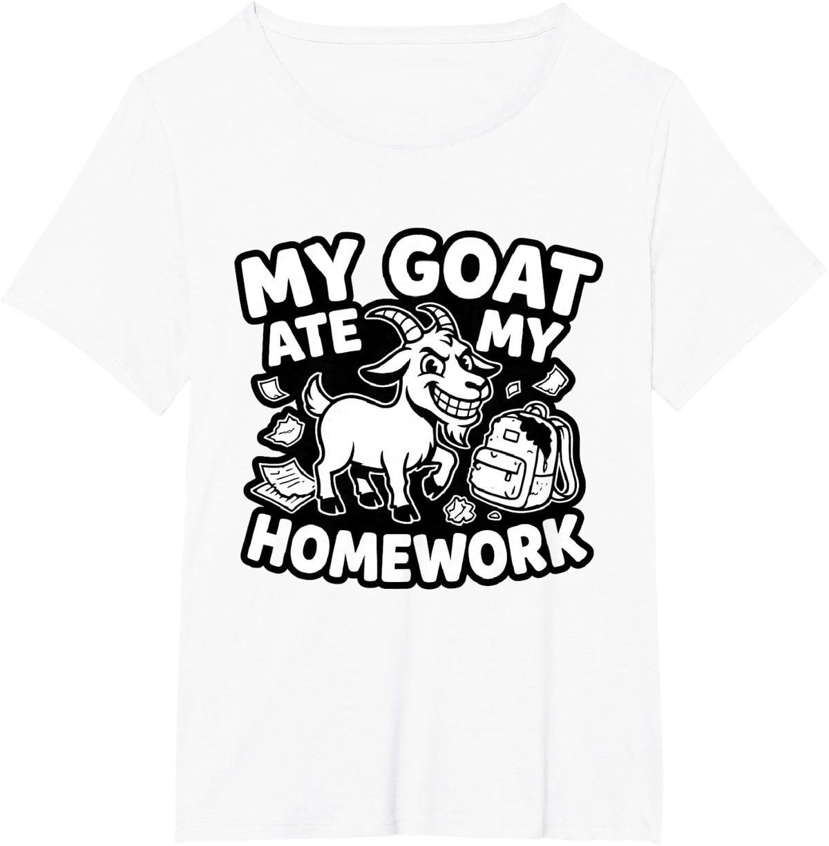 My Goat Ate My Homework Funny Goat School Kid T-Shirt - White