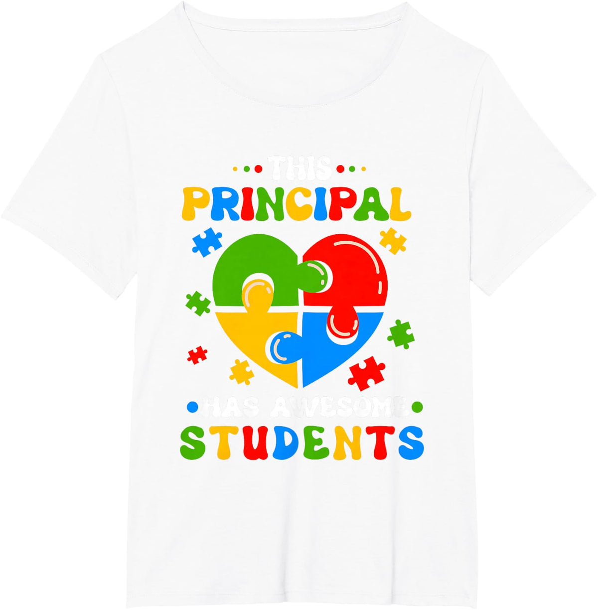 Puzzle Heart This Principal Has Awesome Students Autism T-Shirt - White
