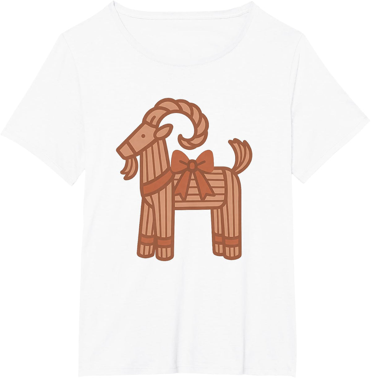 Yule Goat Straw Figure with Bow T-Shirt - White