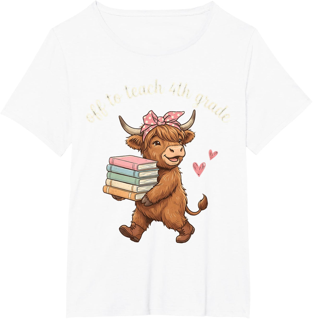 Off to Teach 4th Grade Teacher Funny Back to School T-Shirt - White