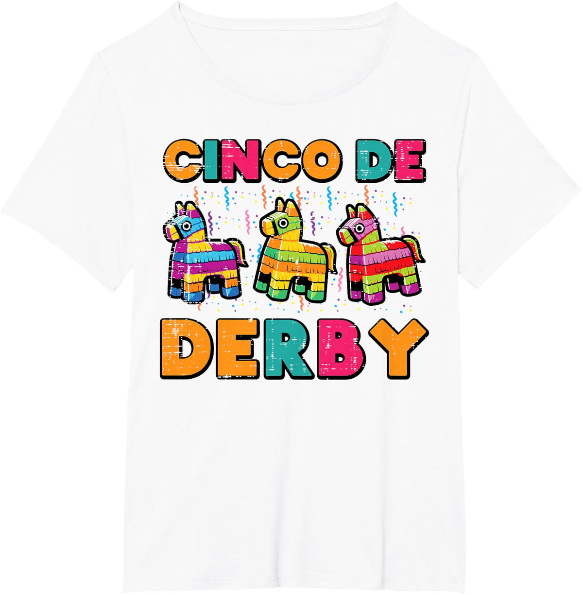 Cinco De Mayo Derby Horse Pinata Funny Fiesta T-Shirt Tees for Women Men Kids - White
