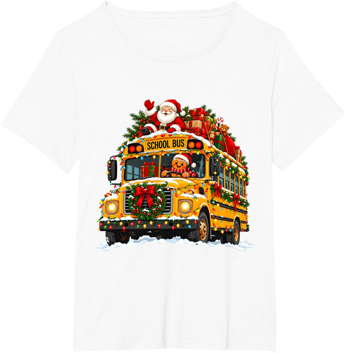 Christmas Tree School Bus Driver Costume Adults and Kids T-Shirt - White