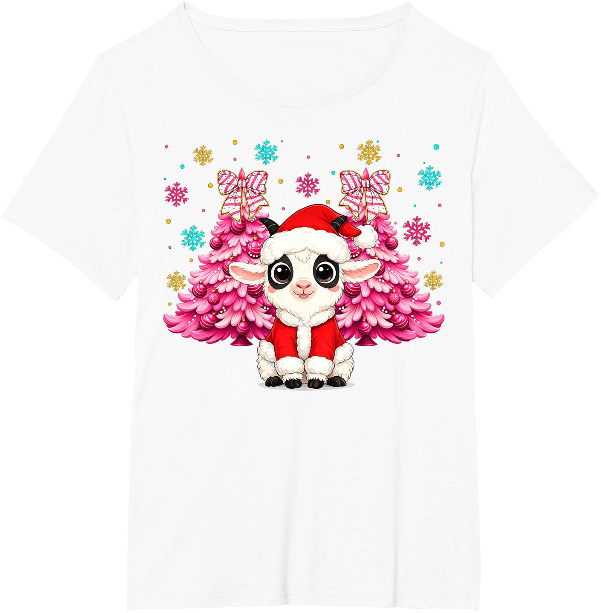 Matching Christmas Goat Lovers Kids Boys Girls Xmas Party T-Shirt - White