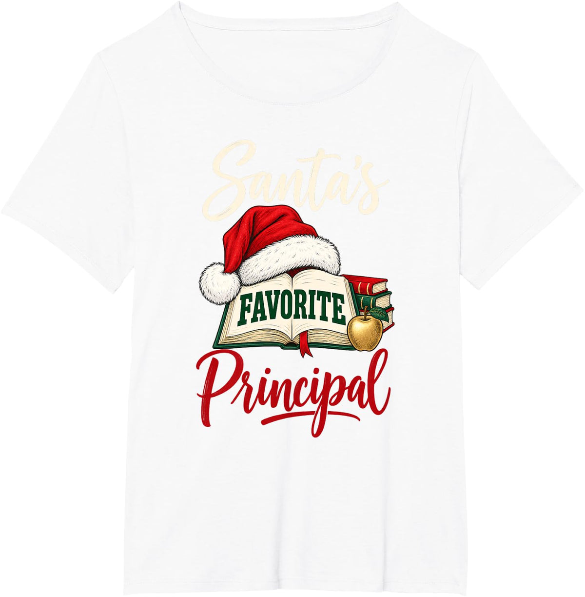 Santa's Favorite Principal Christmas School T-Shirt - White