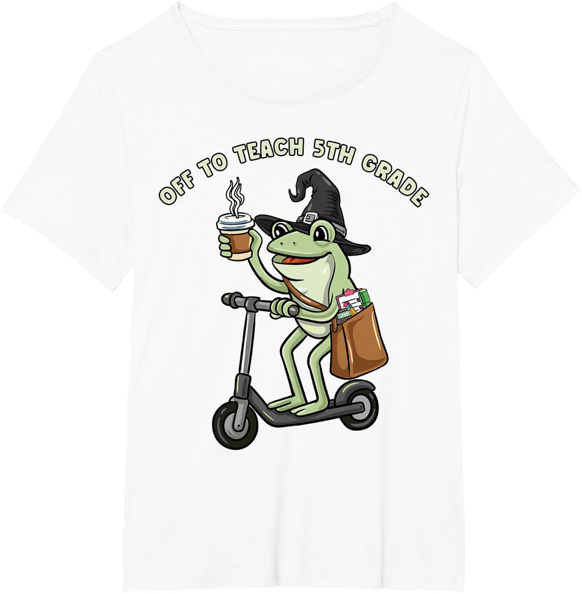 Funny Frog Teacher Off to Teach 5th Grade Student Meme T-Shirt - White