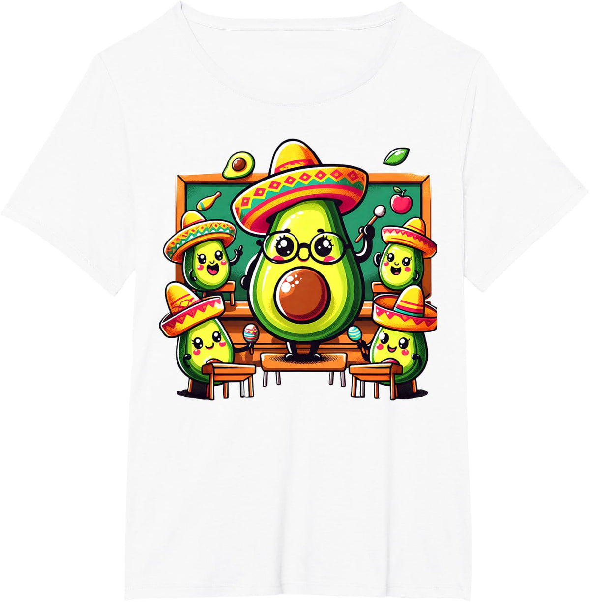 Funny Cinco de Mayo Cute Avocado Teacher & Student Kids men T-Shirt - White