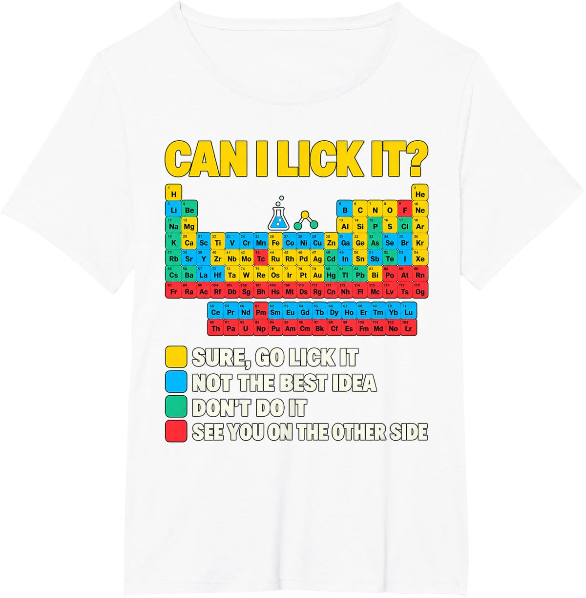 Can I Lick It Periodic Table Chemistry Teacher Science Humor T-Shirt - White