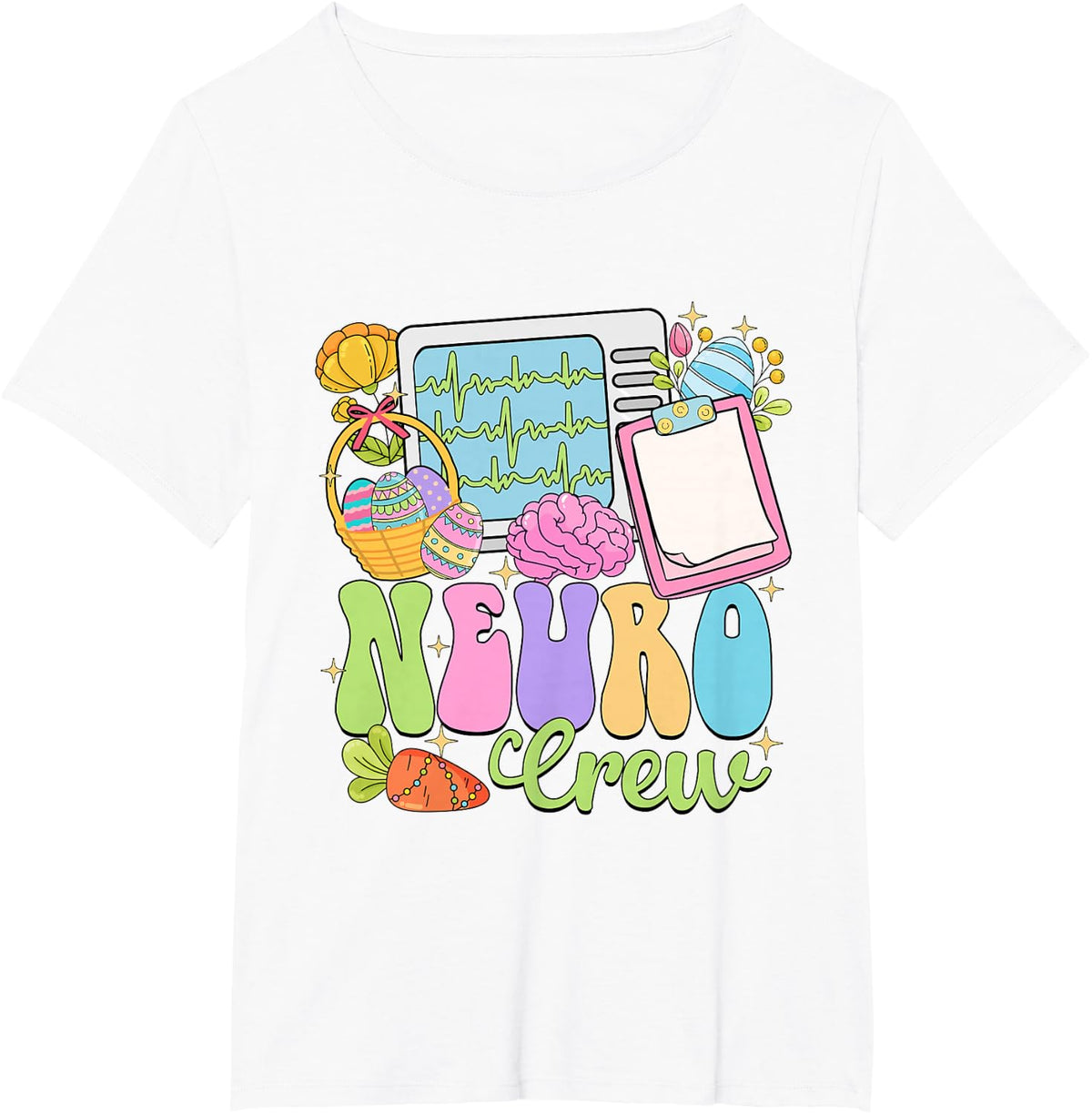 Neuro Crew Happy Easter Day Hoppy Neurology Nurse T-Shirt - White