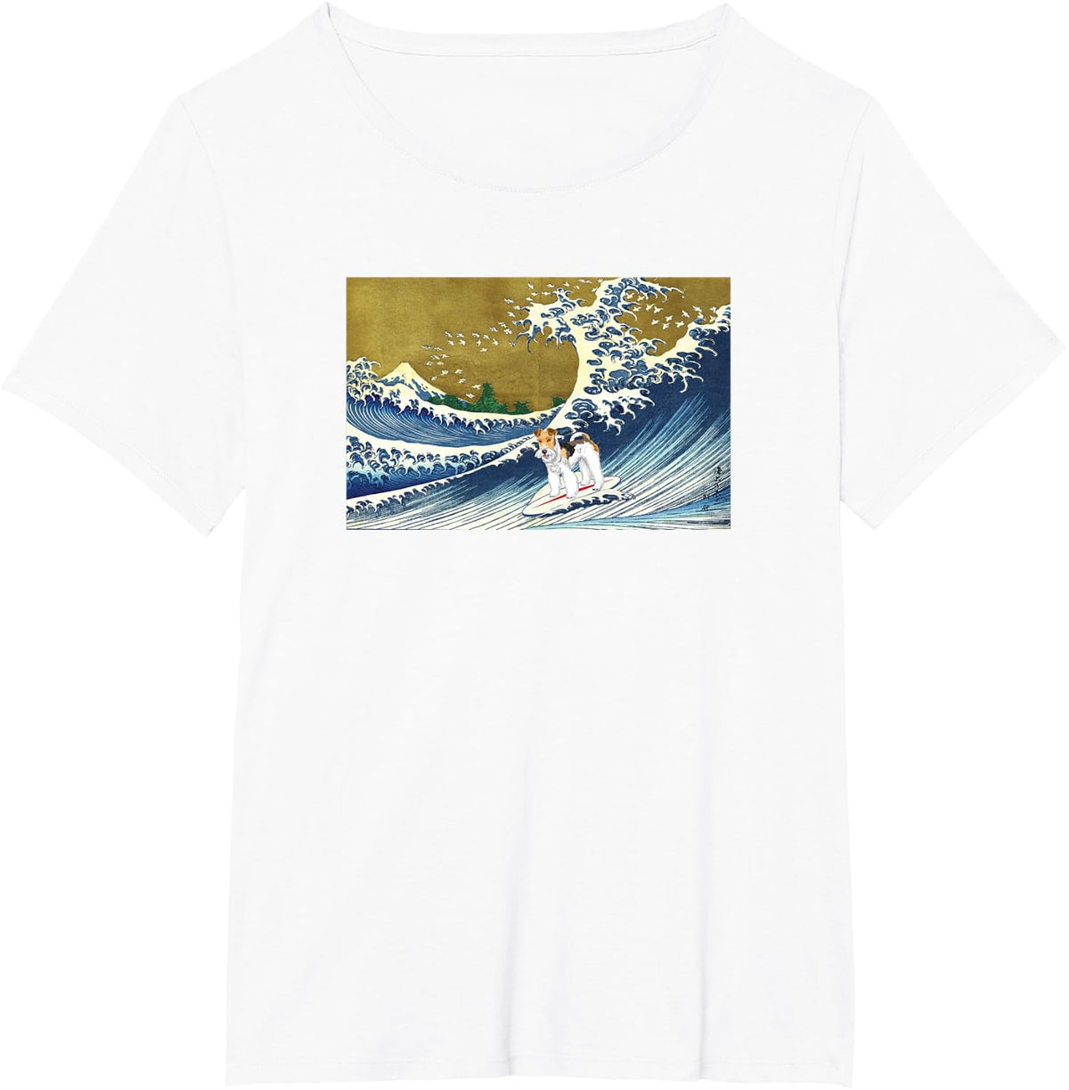 Mens Womens Kids Vintage Surfing Wave Wire Fox Terrier Lover T-Shirt - White