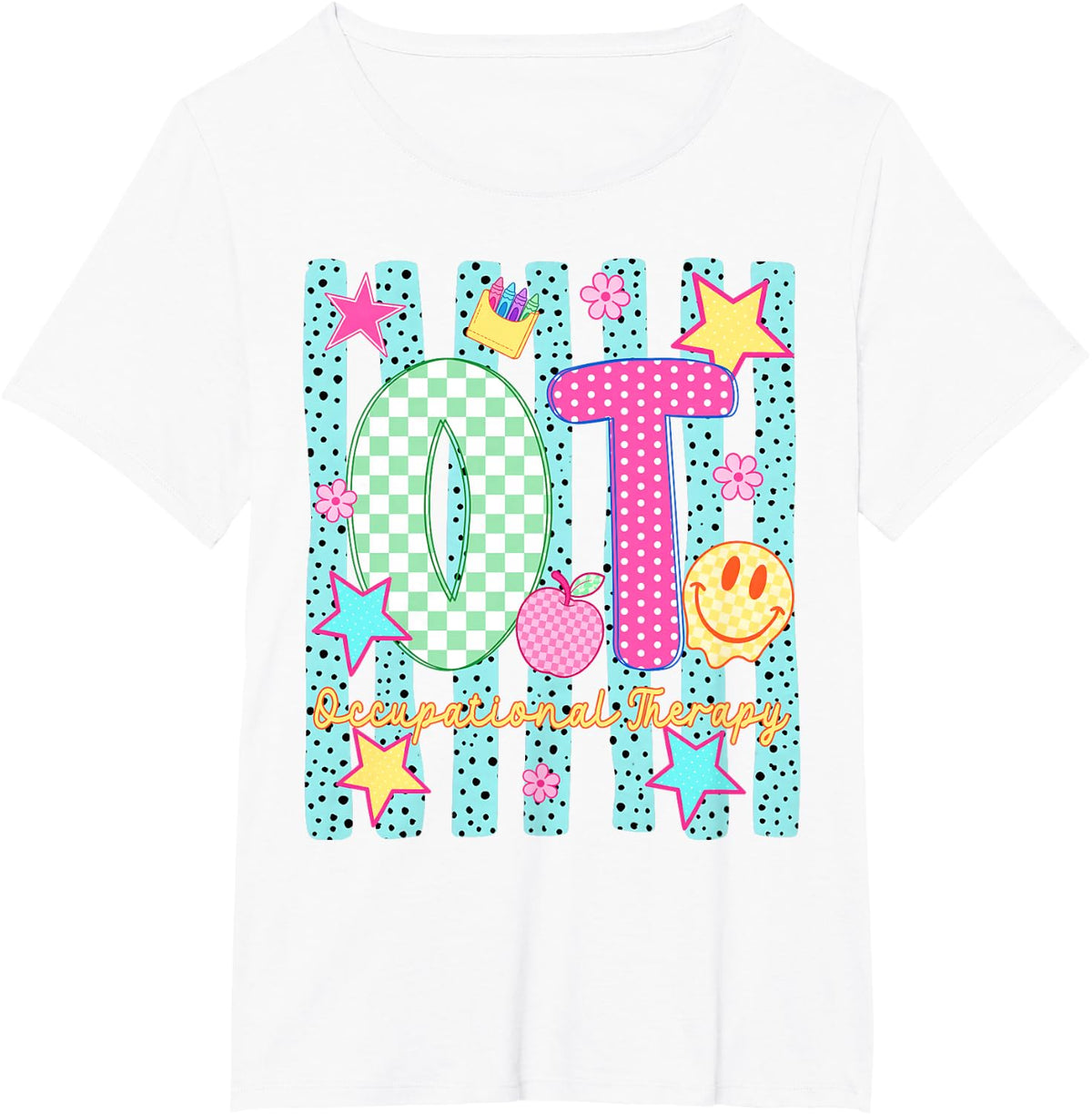 Pediatric Occupational Therapy Preppy Striped Back to School T-Shirt - White