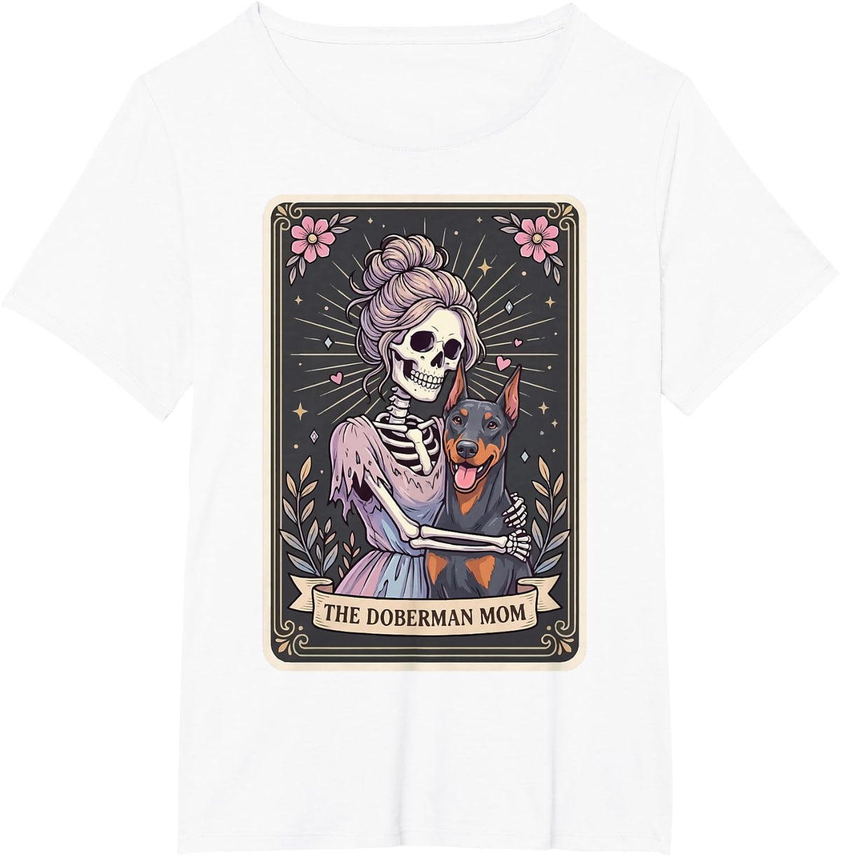 The Doberman Mom Tarot Card T-Shirt - White