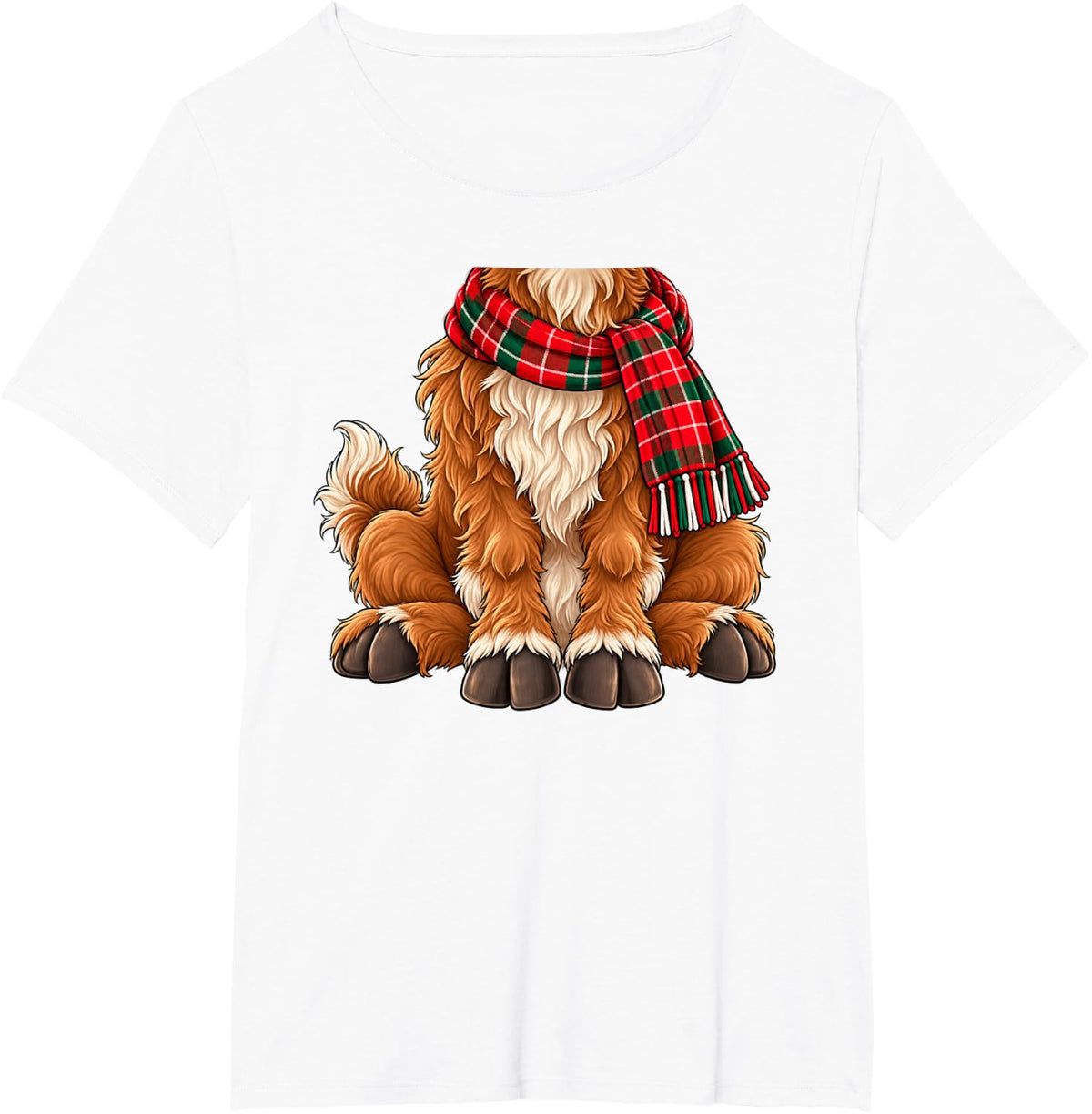 Highland Cow Kids Men Women Brown Deer Costume Christmas T-Shirt - White