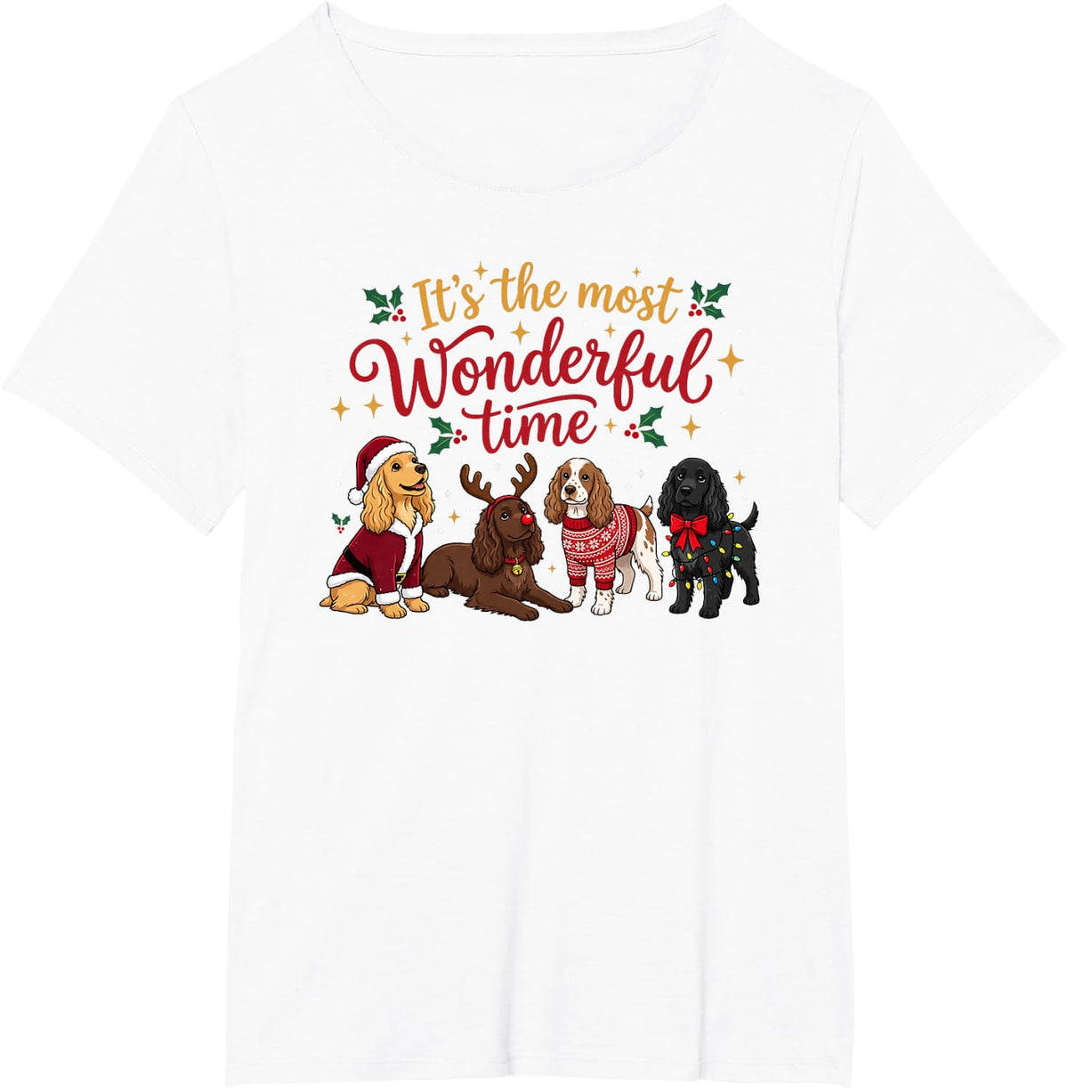 Funny Cocker Spaniel Christmas Dog Lovers Holiday T-Shirt - White