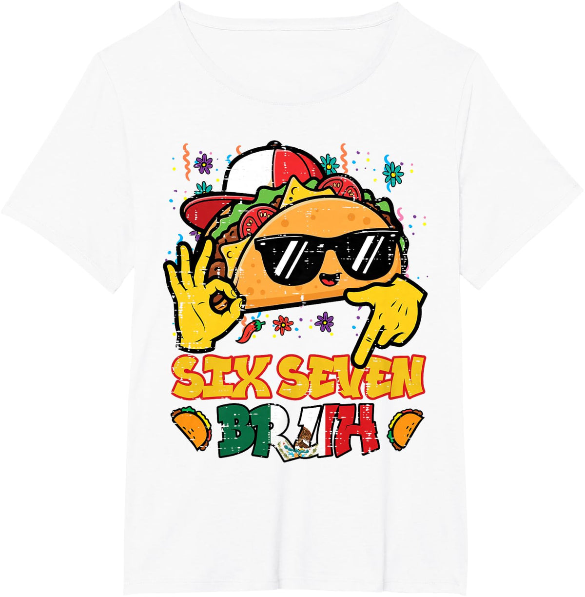 Cinco De Mayo Taco Six Seven Bruh Fiesta Tees T Shirts Boys Kids Youth 6 7 Birthday - White