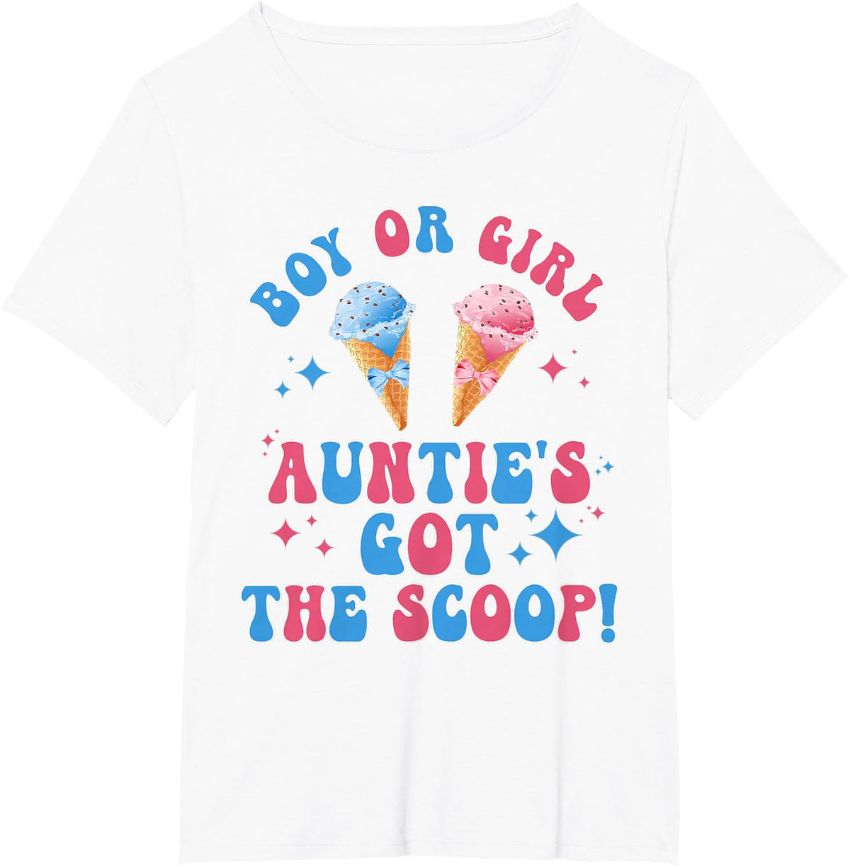 Boy Or Girl Auntie's Got The Scoop Ice Cream Gender Reveal T-Shirt - White