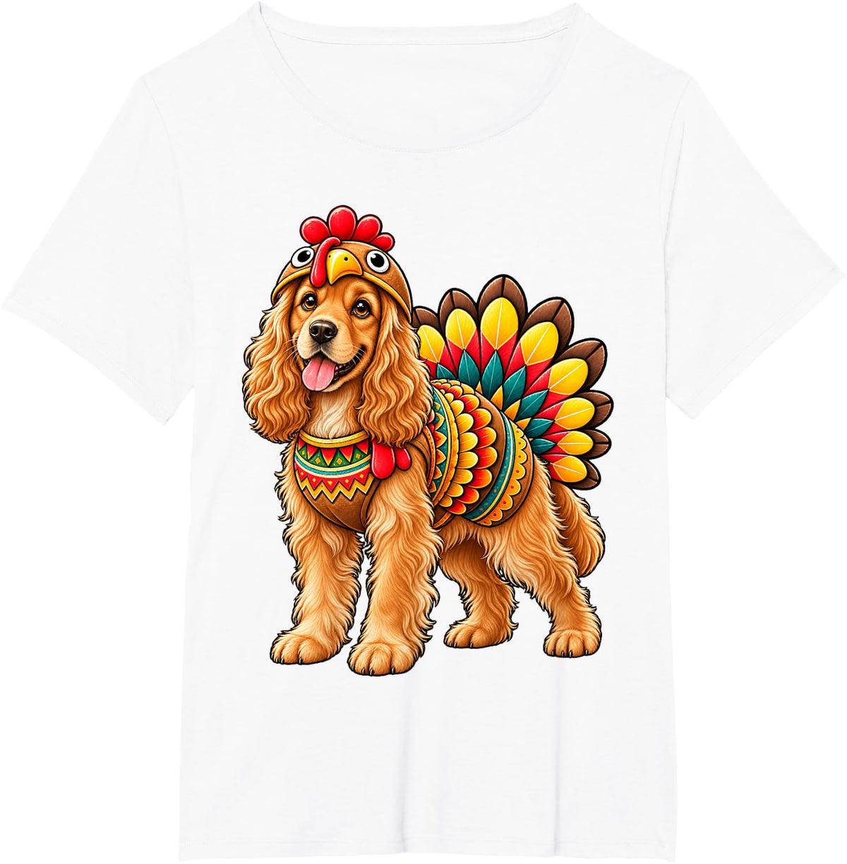 Funny Cocker Spaniel Turkey Costume Thanksgiving Dog Lover T-Shirt - White