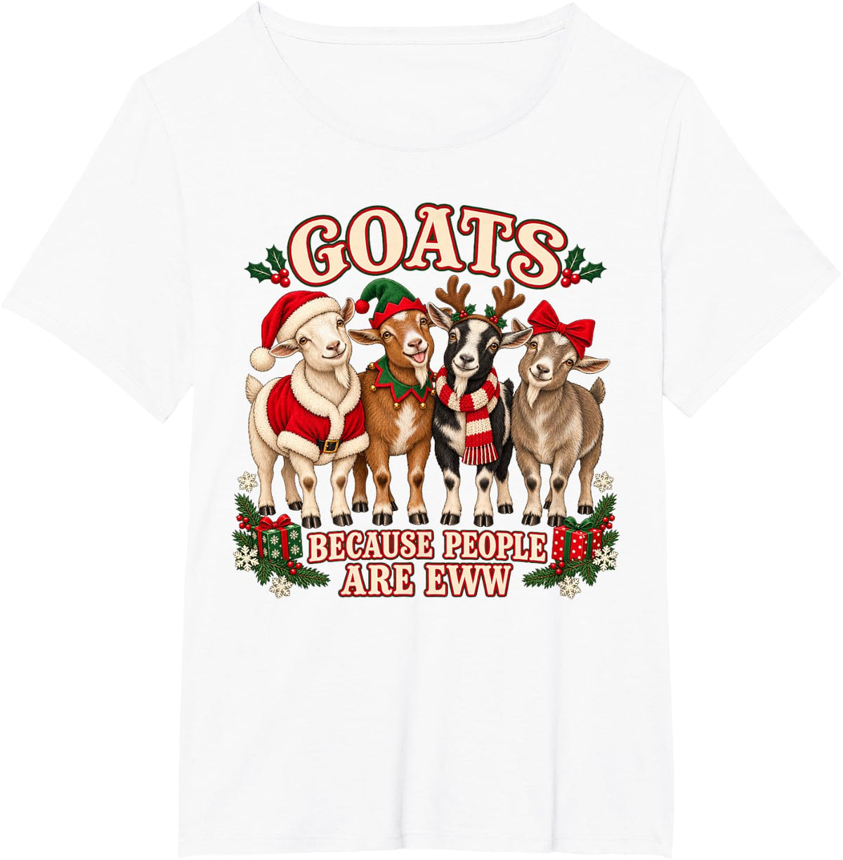 Goat Christmas Funny Festive Goats T-Shirt - White