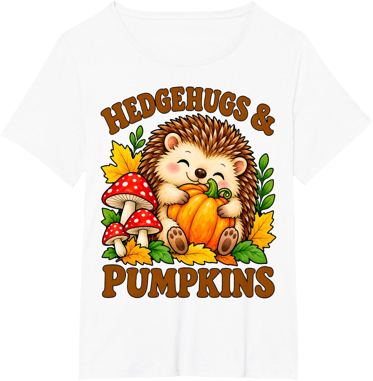 Hedgehugs and Pumpkins Hedgehog Autumn Fall Thanksgiving T-Shirt - White