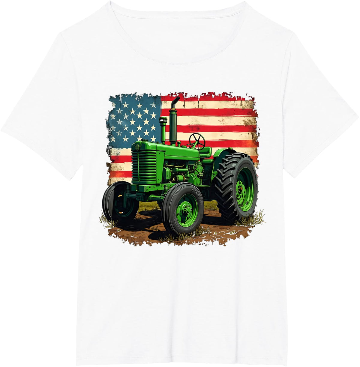 Agriculture Farm Tractor USA Flag tractor American farm USA T-Shirt - White