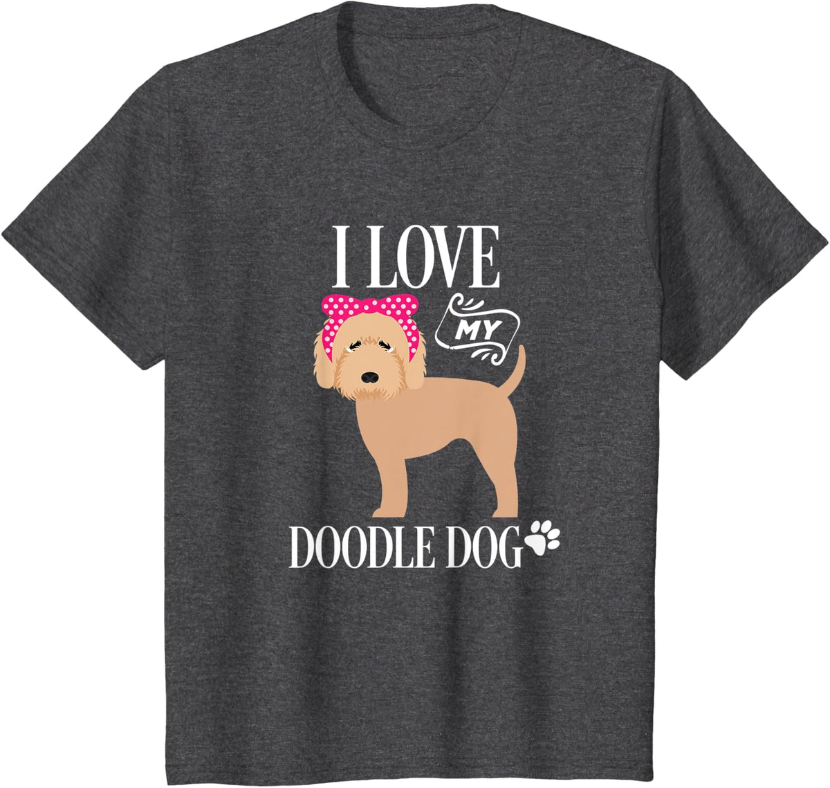 I Love My Doodle Dog Goldendoodle Graphic T-Shirt for Men Women Kids - Dark Heather Grey