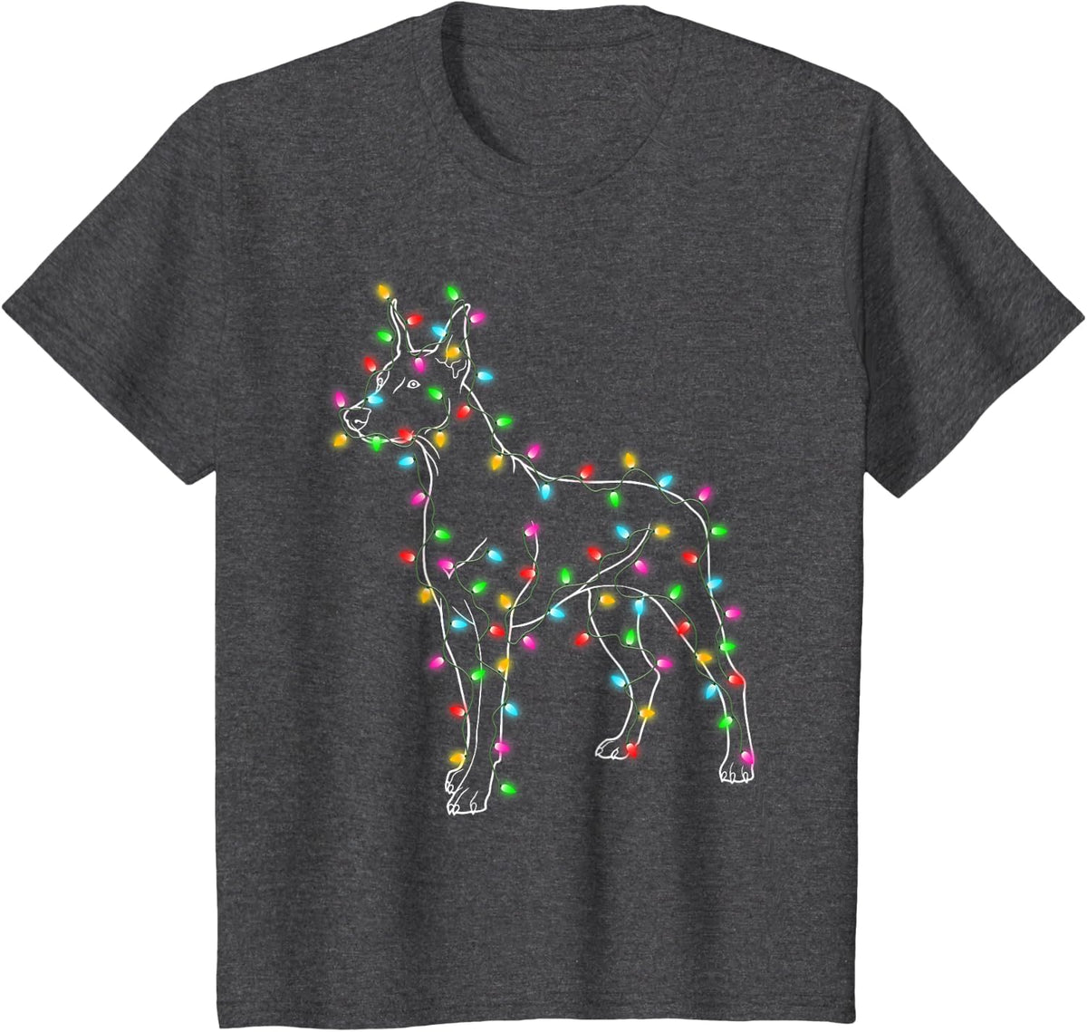 Doberman Pinscher Dogs Tree Christmas Sweater Xmas Pet Dog T-Shirt - Dark Heather Grey