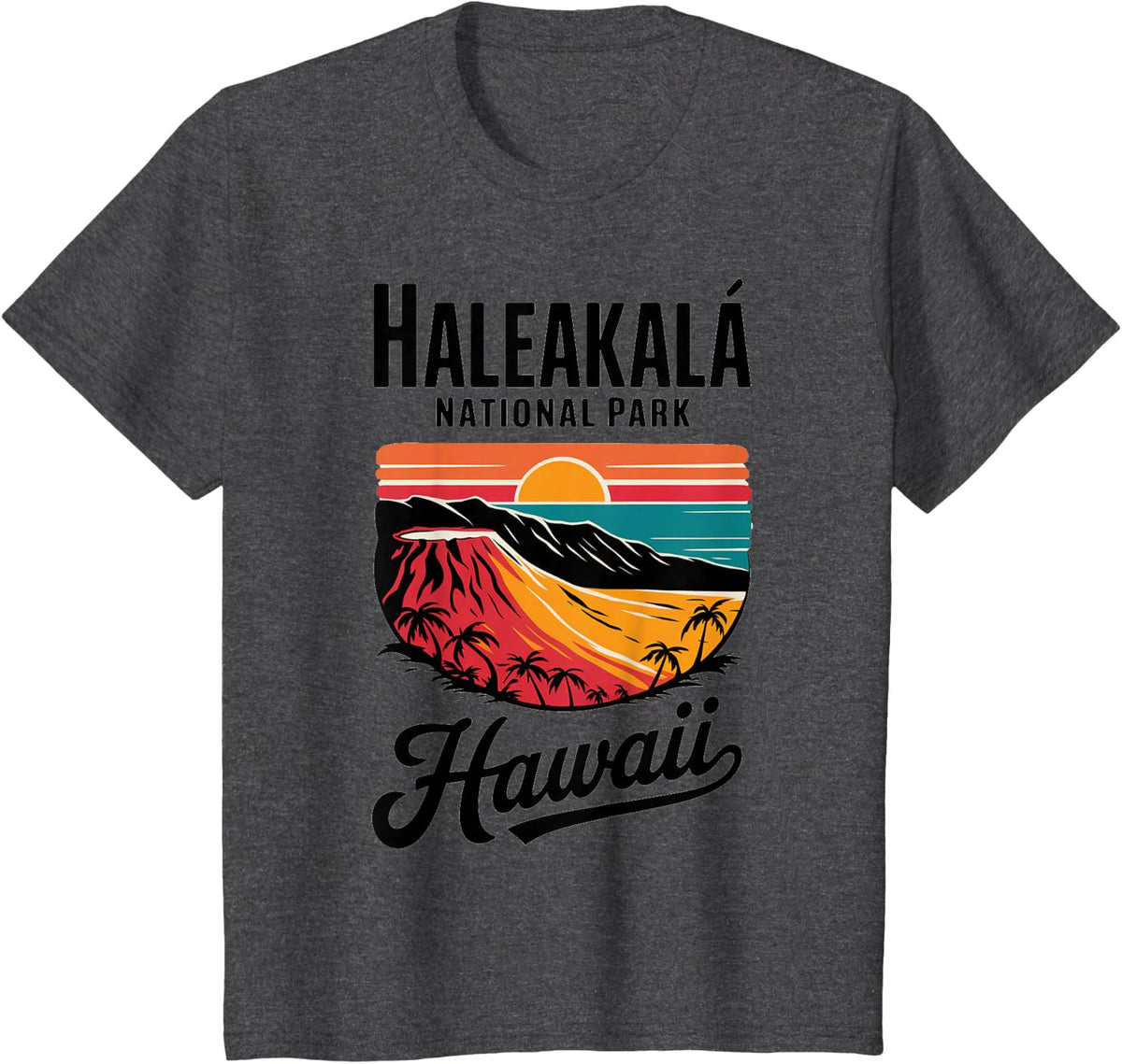 Vintage Haleakala National Park Hawaii Sunset T-Shirt - Dark Heather Grey