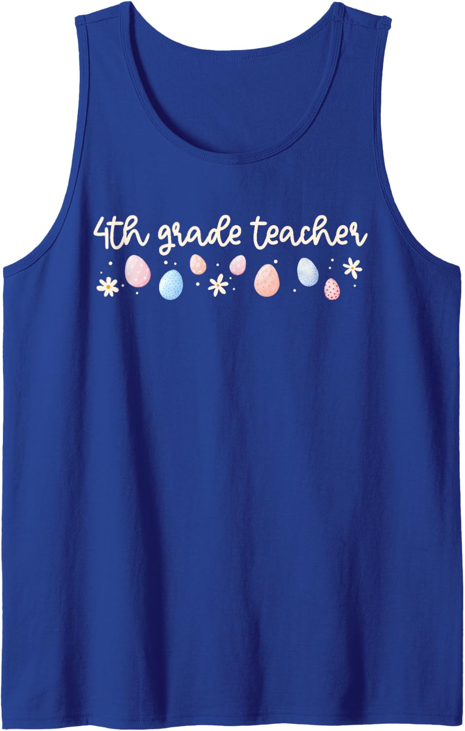 Easter 4th Grade Teacher Groovy Fourth Grade School Bunny Sleeveless Tank Top - Royal Blue