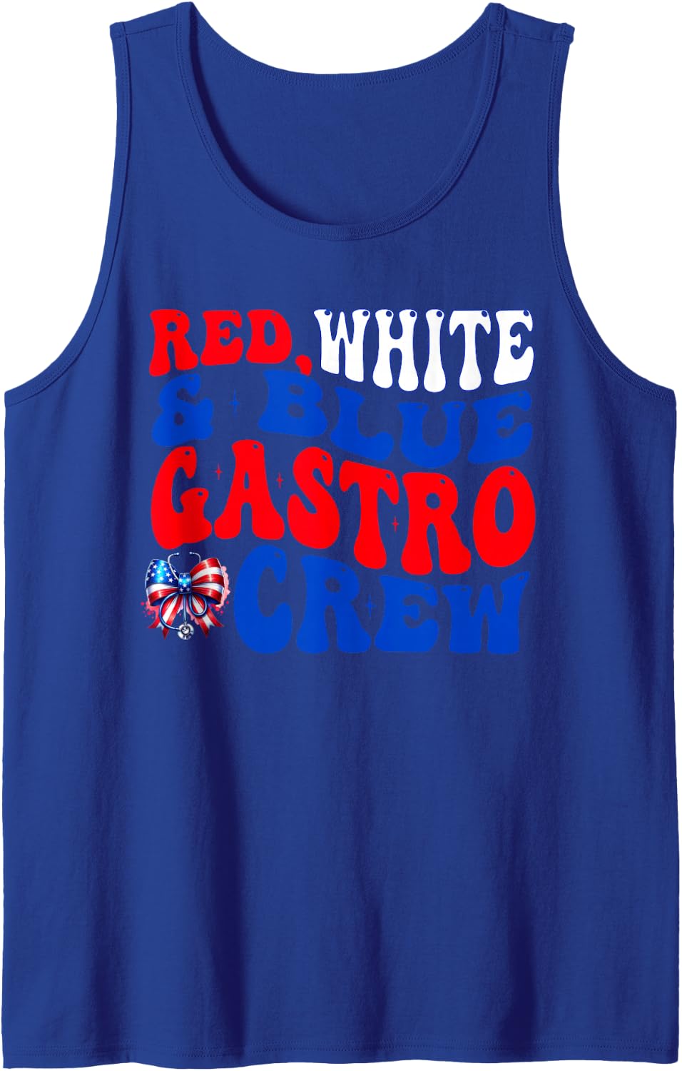 Red White and Blue Gastro Crew Gastroenterology 4th of July Sleeveless Tank Top - Royal Blue