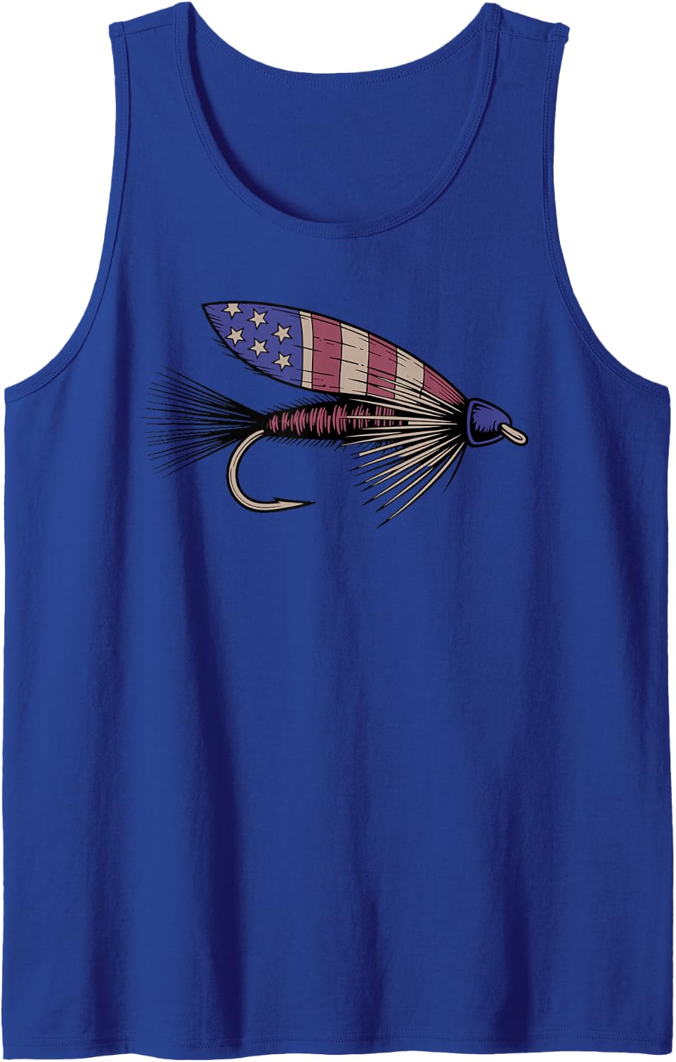 Fly Fishing Art for Men Women Trout Fisherman Fly Fishing Sleeveless Tank Top - Royal Blue