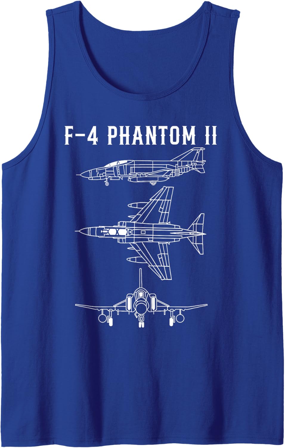 F-4 Phantom II Blueprint Fighter Jet US Military Aircraft Tank Top - Royal Blue