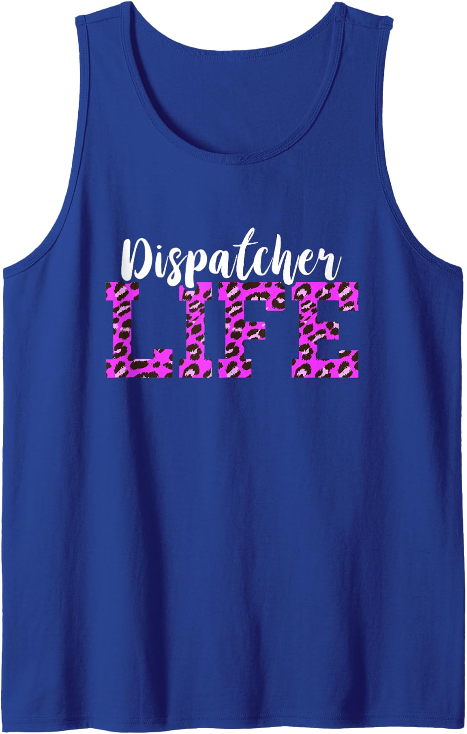 DIspatcher Life Purple Leopard Thin Yellow Line Dispatch Sleeveless Tank Top - Royal Blue