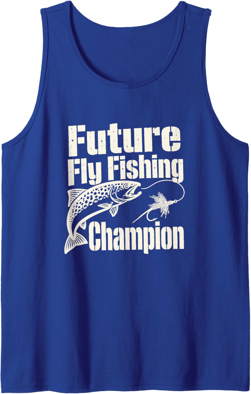 Future Fly Fishing Champion Kids Junior Fisherman Sleeveless Tank Top - Royal Blue