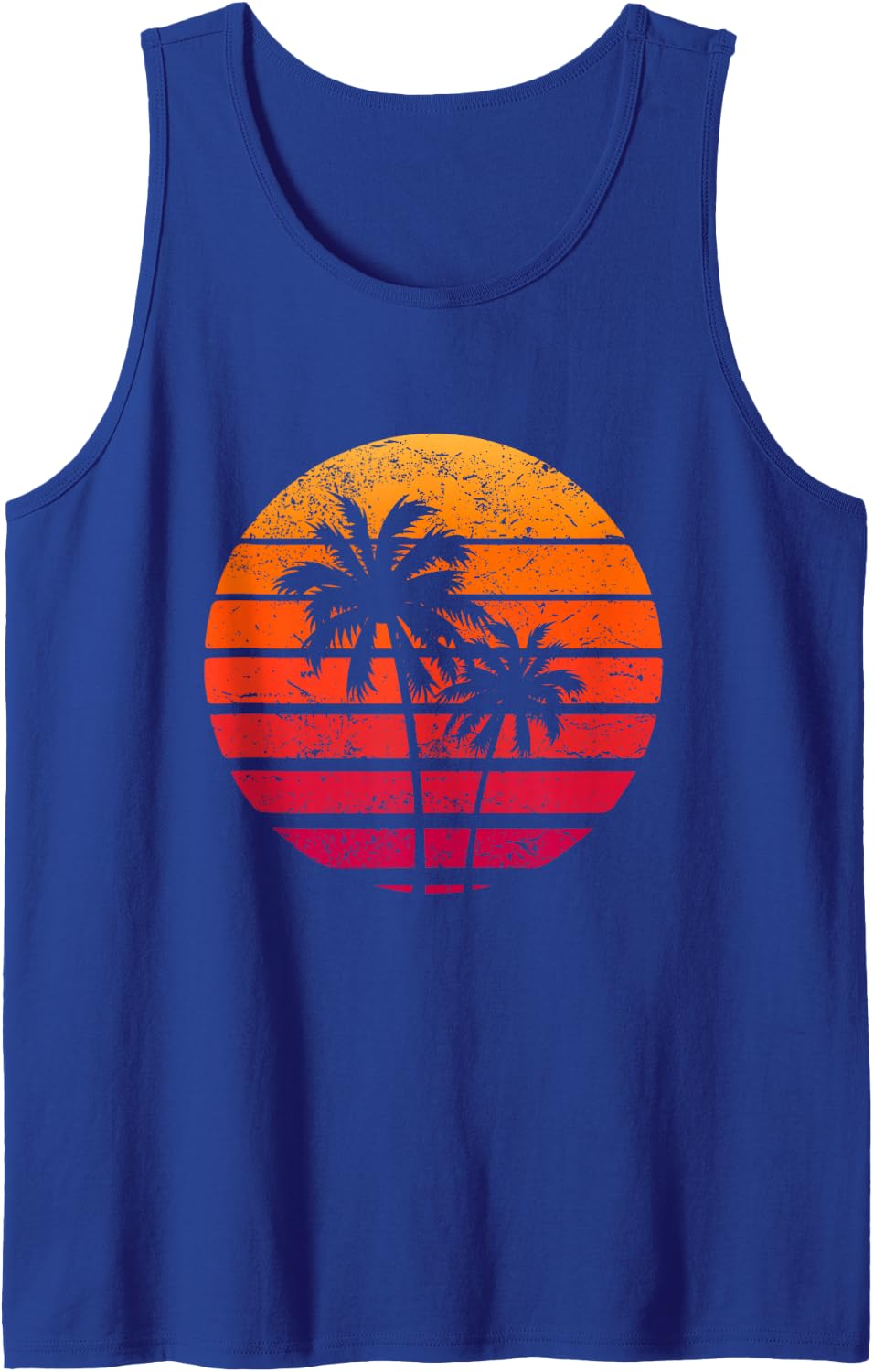 Vintage Beach Retro Sunset Palm Trees Tropical Vacation Tank Top - Royal Blue