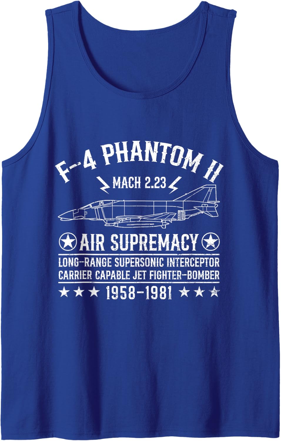 F-4 Phantom II Jet Fighter Air Supremacy US Military Tank Top - Royal Blue