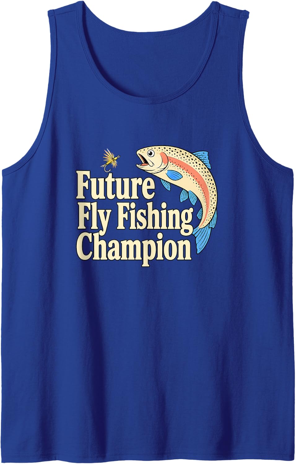 Future Fly Fishing Champion Kids Young Angler Humor Sleeveless Tank Top - Royal Blue