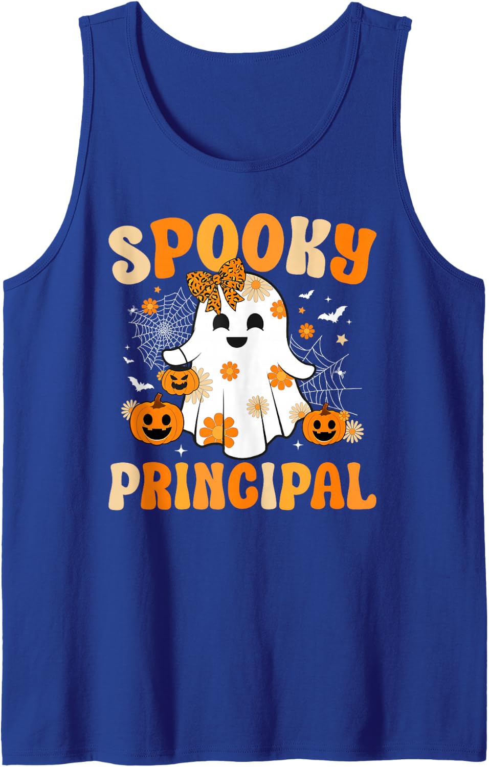 Spooky Principal Halloween School Principal Groovy Sleeveless Tank Top - Royal Blue