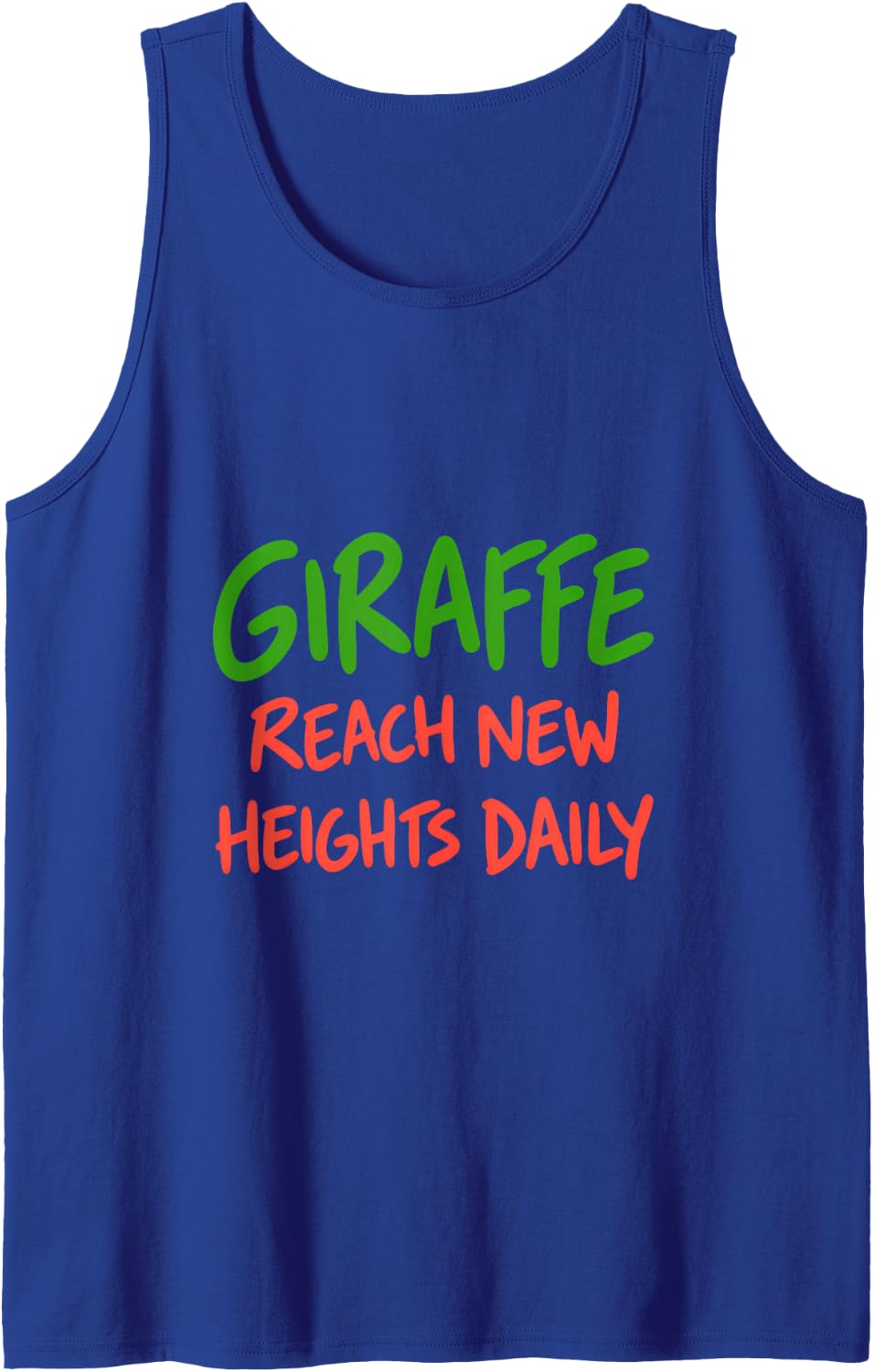 Giraffe Reach New Heights Daily Motivational Safari Zoo Sleeveless Tank Top - Royal Blue