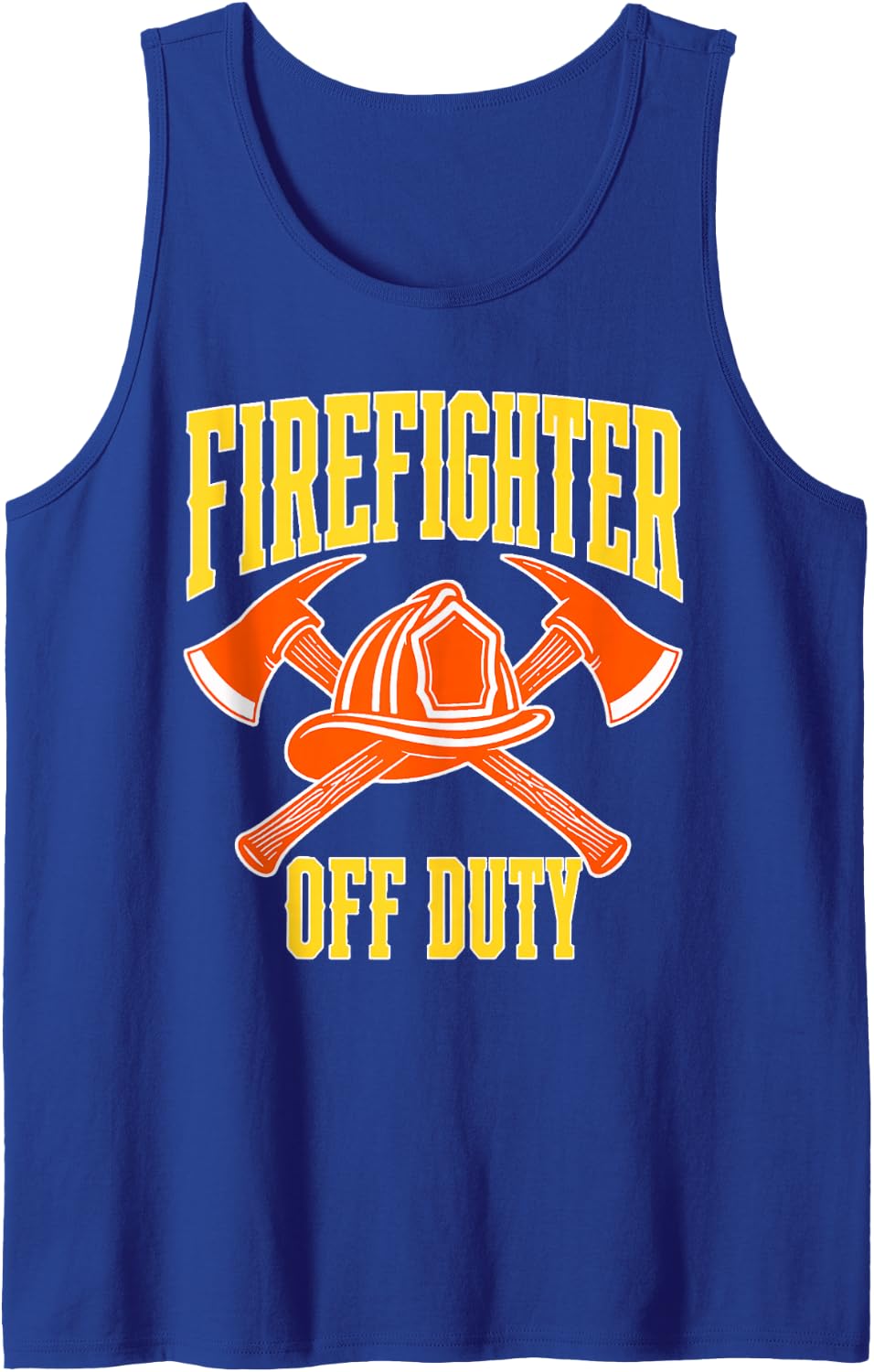 Firefighter Off Duty Crossed Axes Helmet Sleeveless Tank Top - Royal Blue