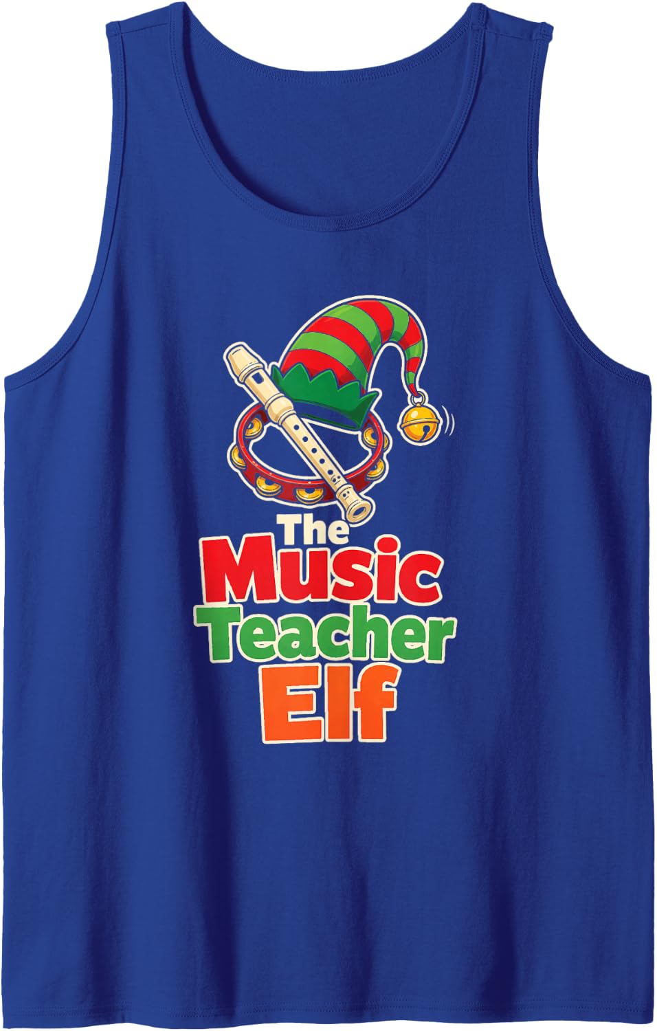 Music Teacher Elf Christmas Elementary School Chorus Sleeveless Tank Top - Royal Blue