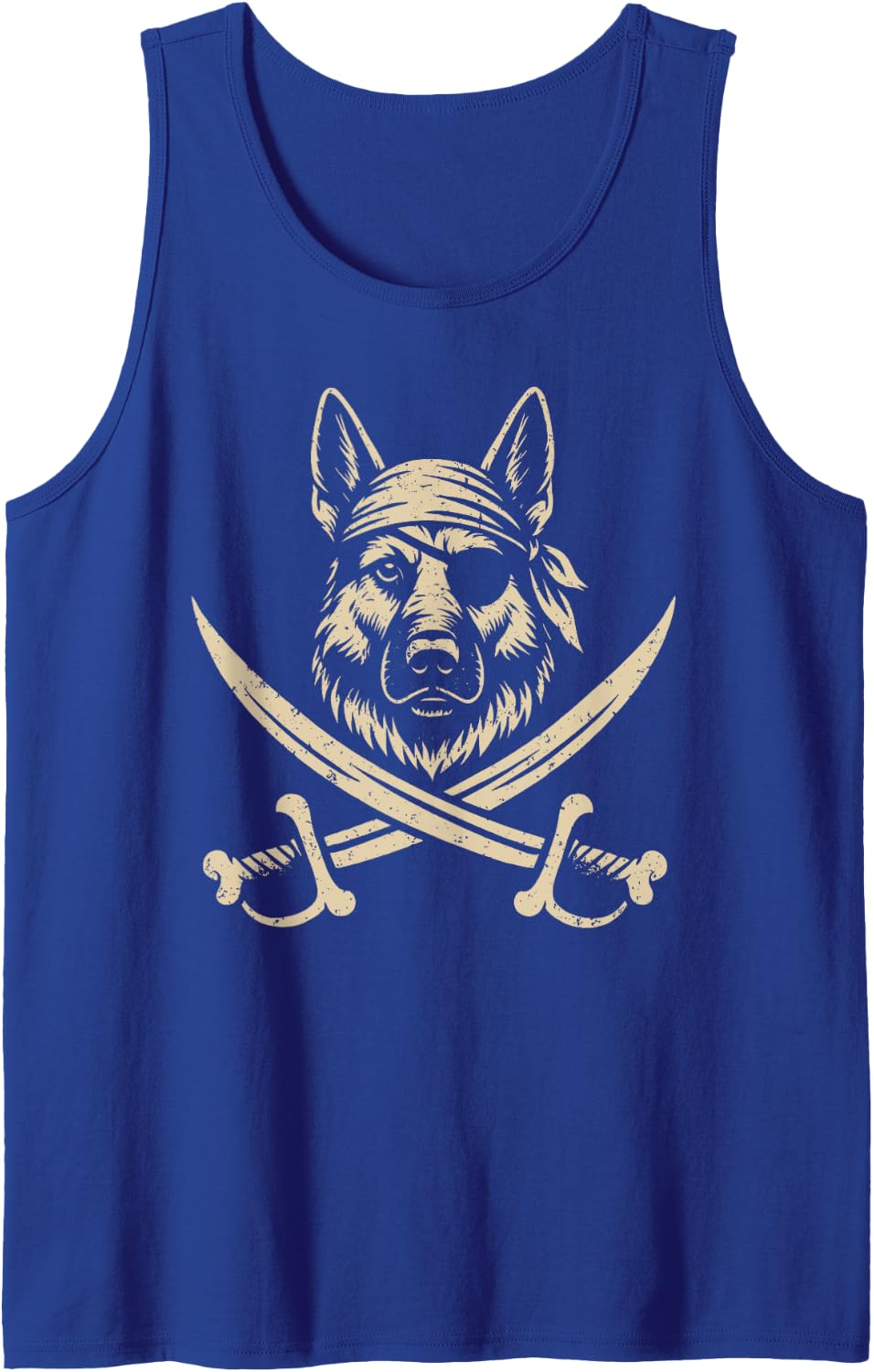 Vintage Pirate German Shepherd Crossbones Dog Lover Tank Top - Royal Blue