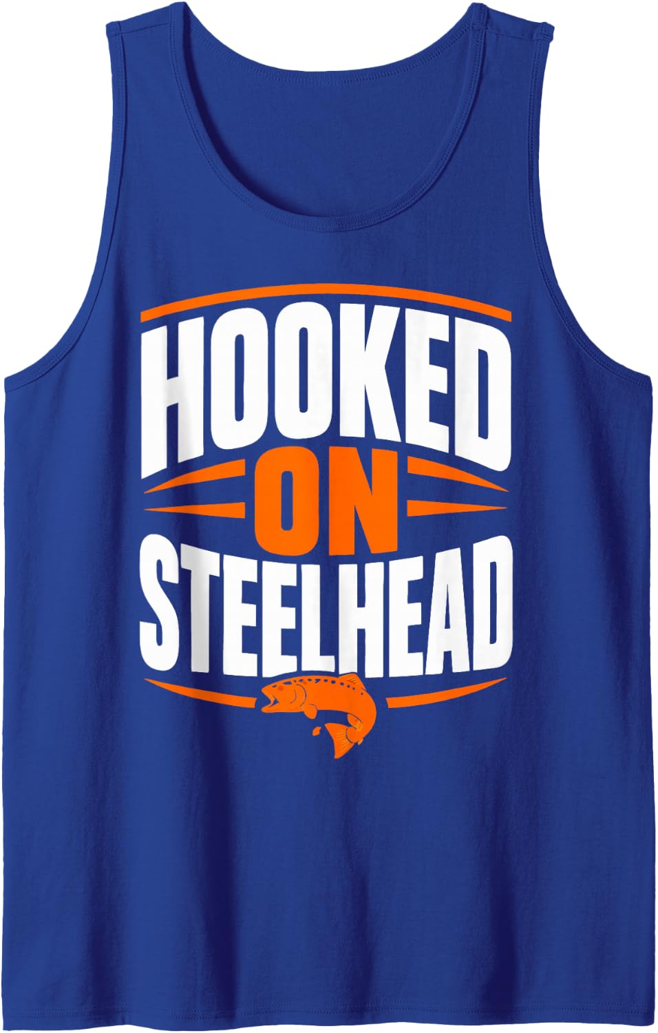 Steelhead Angler Fisherman River Fly Fishing Sleeveless Tank Top - Royal Blue
