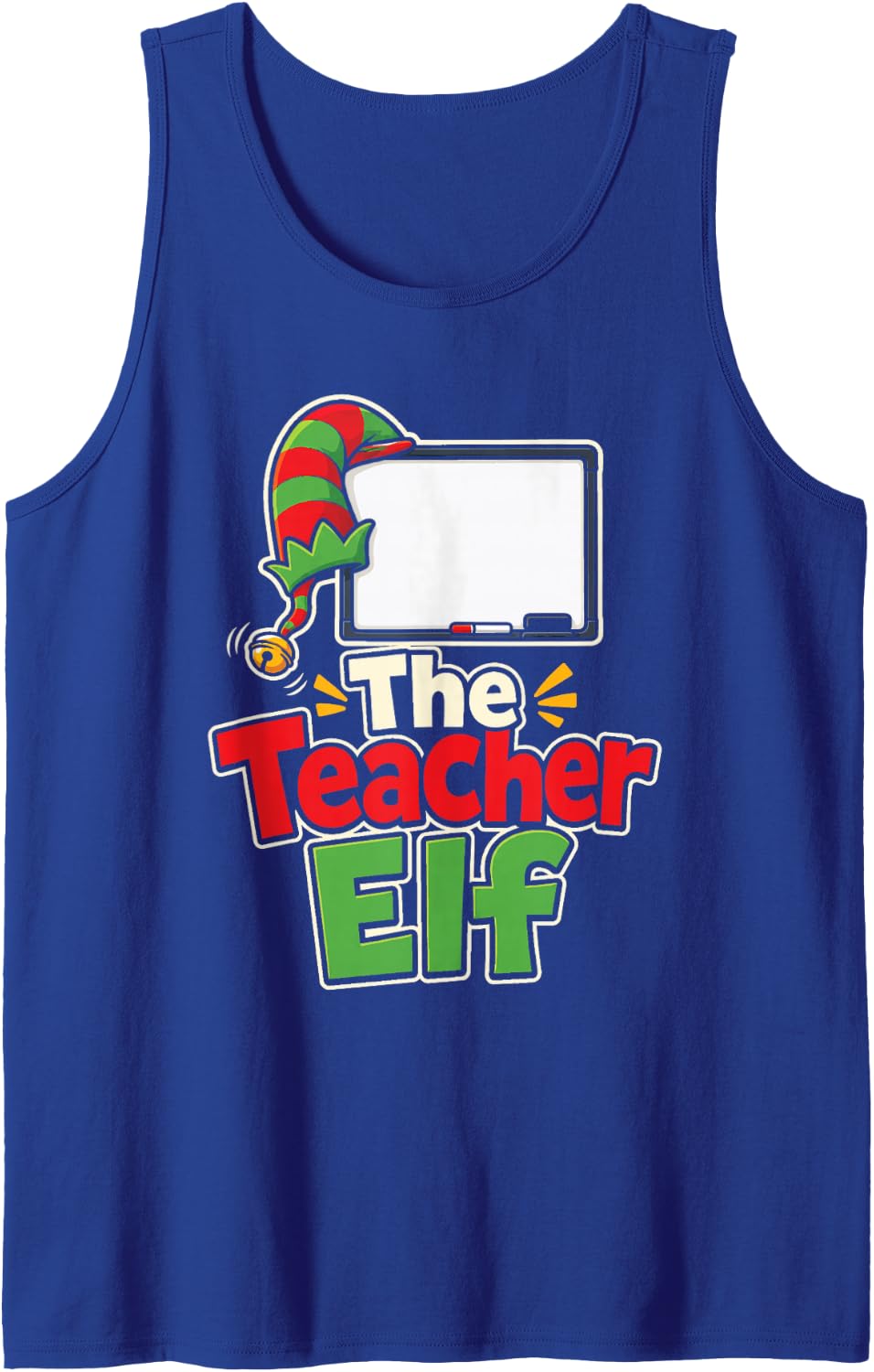 Teacher Elf Christmas Elementary School Classroom Sleeveless Tank Top - Royal Blue