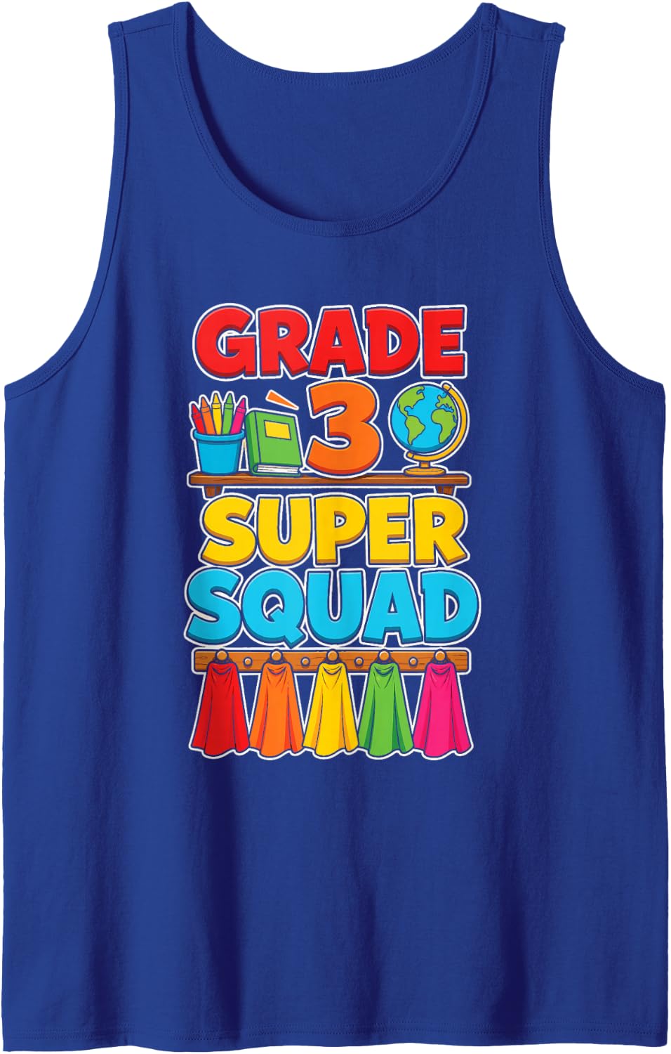 3rd Grade Super Squad Matching Elementary School Class Sleeveless Tank Top - Royal Blue